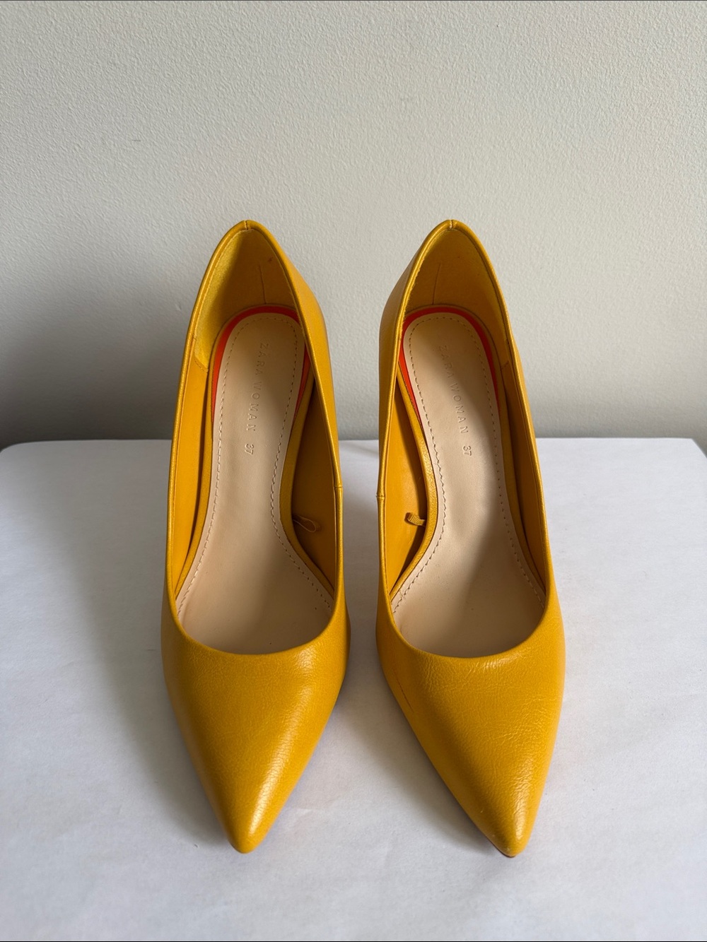Zara Pointed Toe Pumps in Mustard Yellow